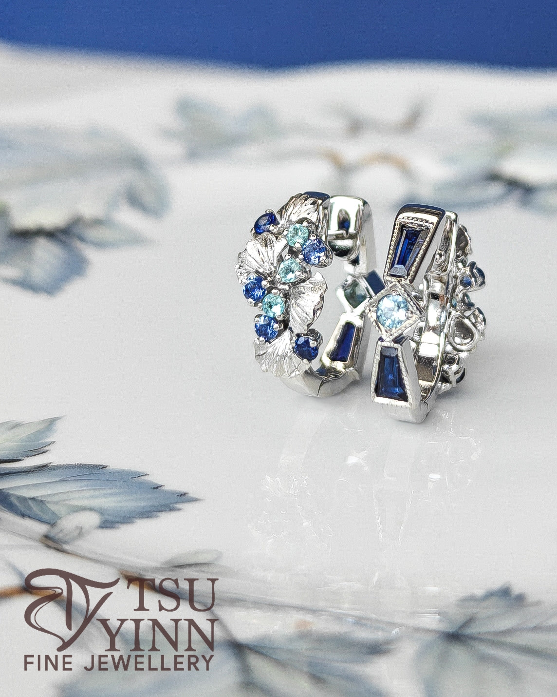 Noriko Double Sided Huggies in White Gold