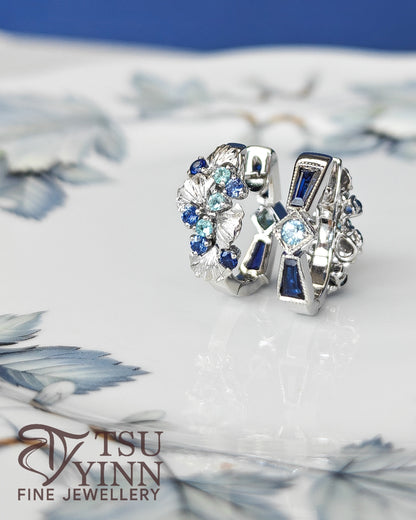 Noriko Double Sided Huggies in White Gold