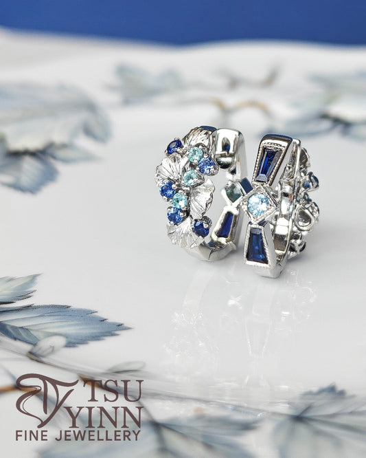 Noriko Double Sided Huggies in White Gold