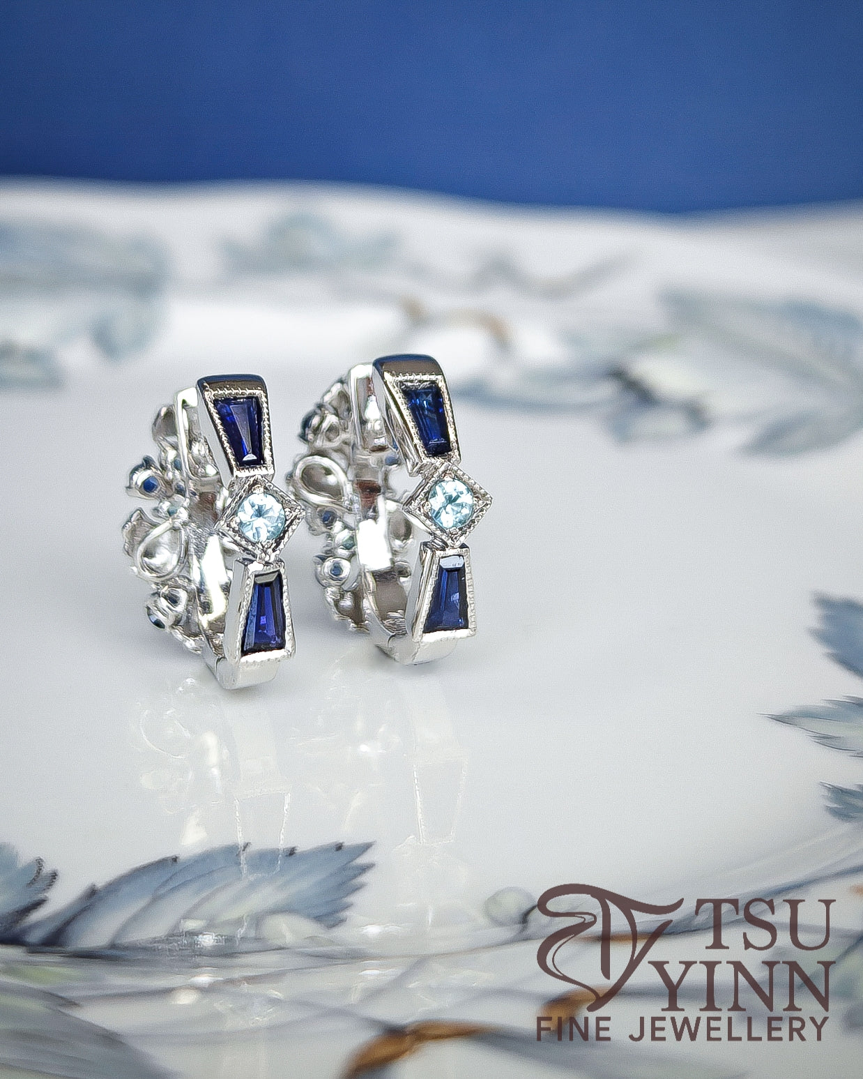 Noriko Double Sided Huggies in White Gold