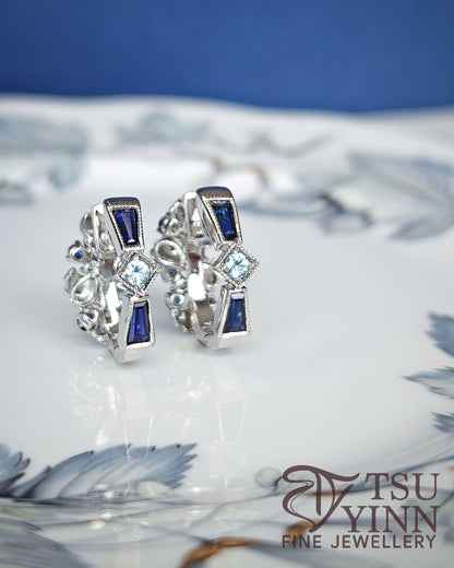Noriko Double Sided Huggies in White Gold