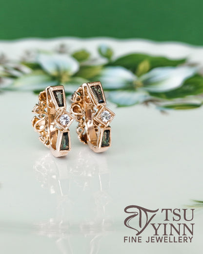 Noriko Double Sided Huggies in Rose Gold