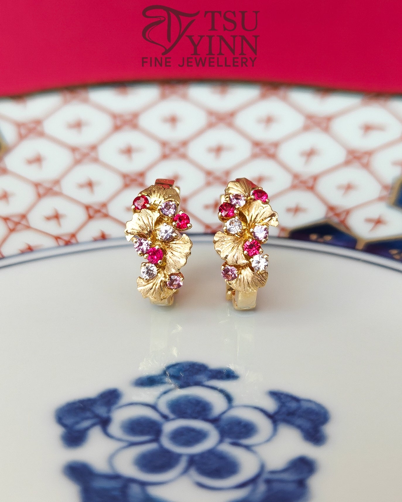 Noriko Double Sided Huggies in Yellow Gold