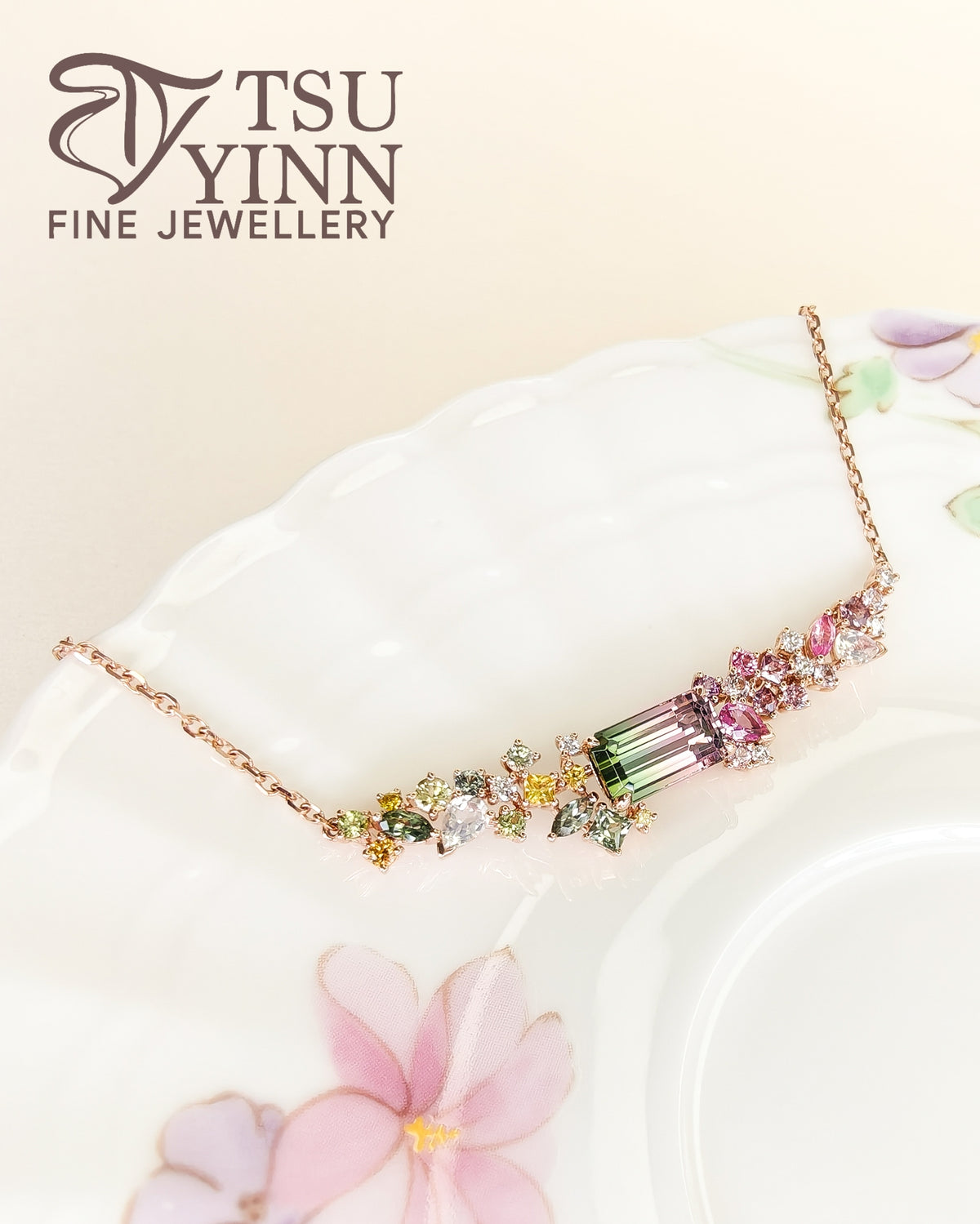 Bi-colour Tourmaline Messy Necklace