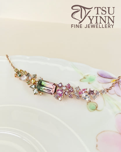 Bi-colour Tourmaline Messy Necklace