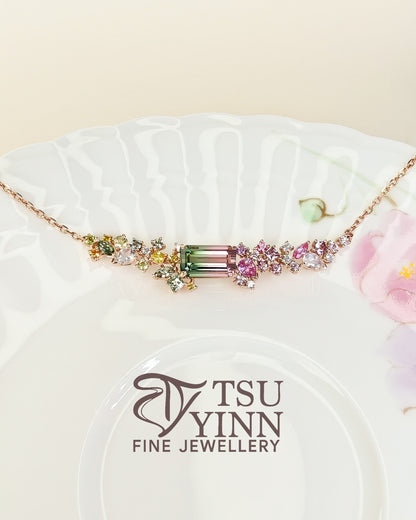 Bi-colour Tourmaline Messy Necklace