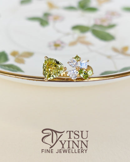 Chrysoberyl Trillion Open Ring with Matt Branch Finish
