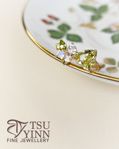 Chrysoberyl Trillion Open Ring with Matt Branch Finish