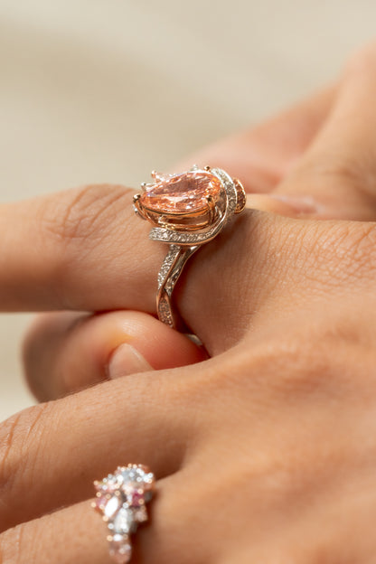 Pear Pink Lab Grown Diamond Ring