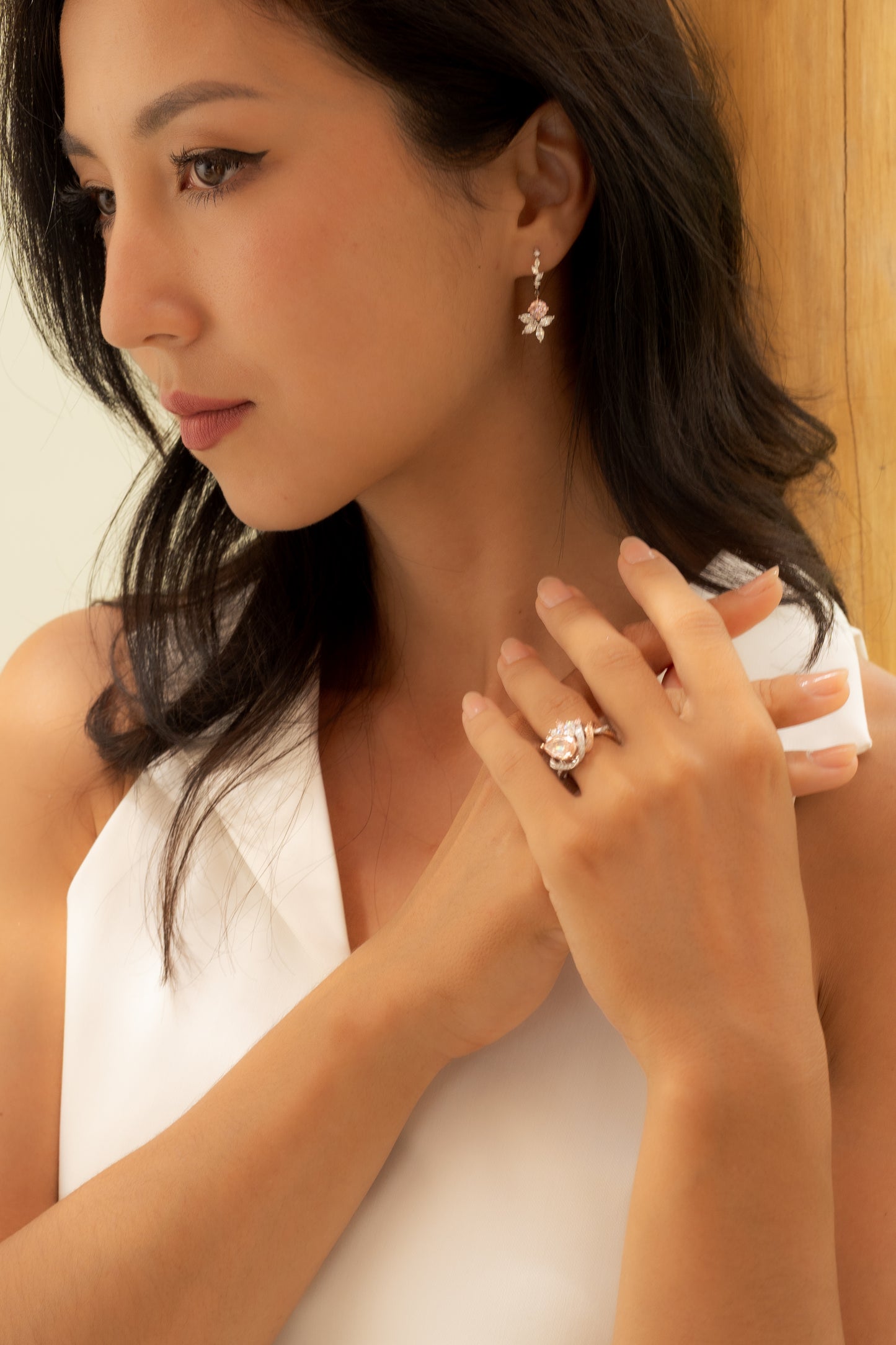 Lab Grown Pink and White Diamond Allison Huggies