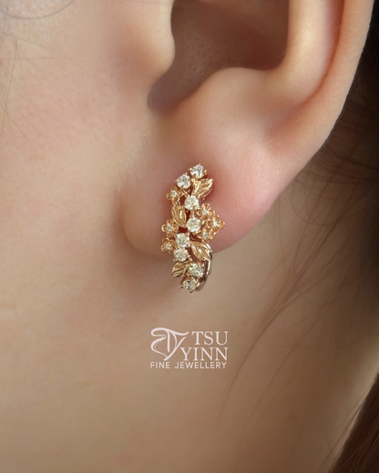 Petite Flora Diamonds Omega Back Earrings