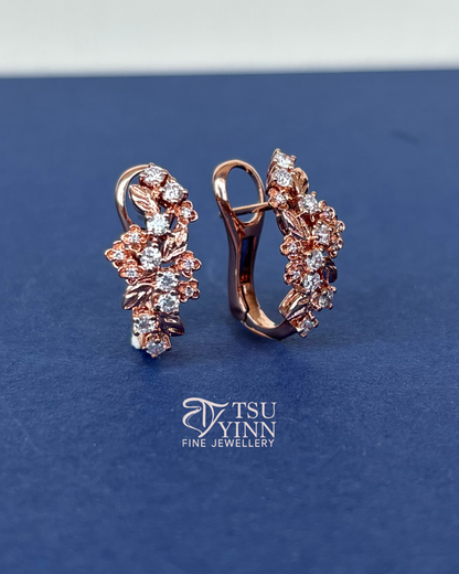 Petite Flora Diamonds Omega Back Earrings