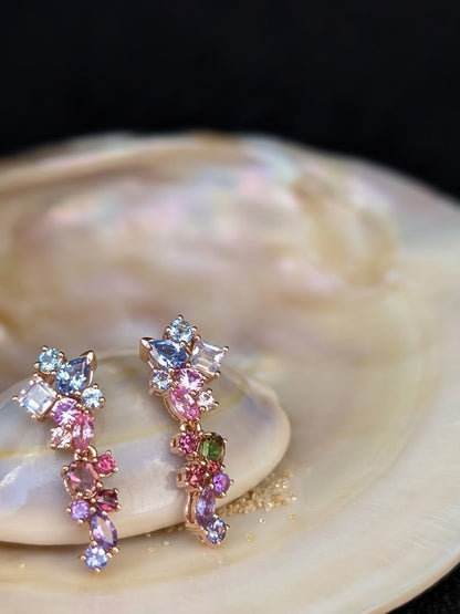 Messy Band Detachable Earrings (Pink & Blue Hues)
