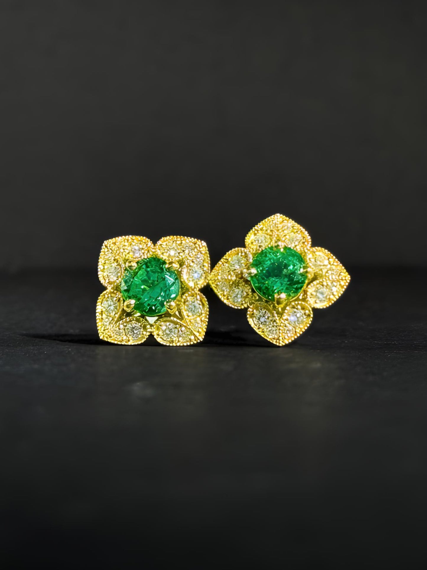 Indrani Earrings with Emeralds