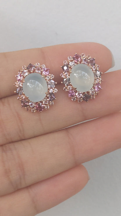 RG Icy Jadeite Double Spinel Halo Earrings