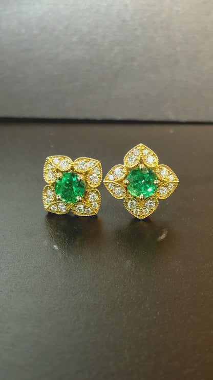 Indrani Earrings with Emeralds