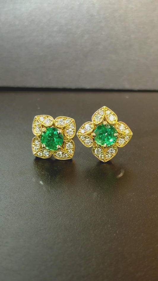 Indrani Earrings with Emeralds