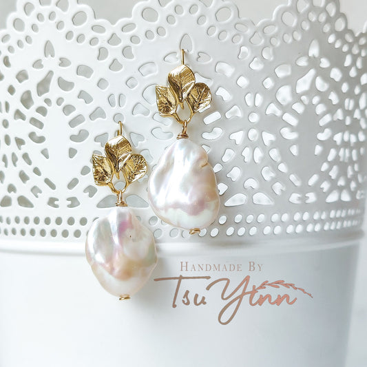 Jessica White Baroque Pearl Earrings