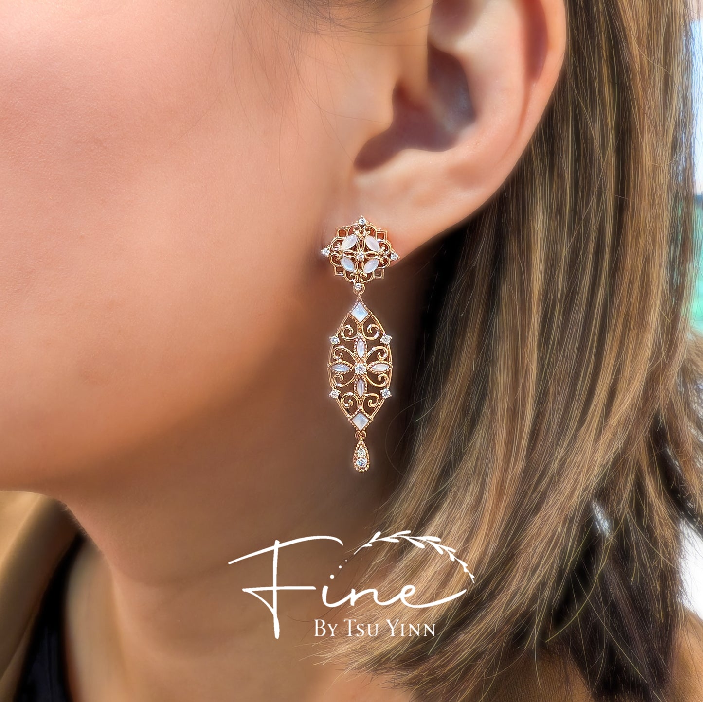 FBTY Leila - Mother of Pearl and Diamond Earrings