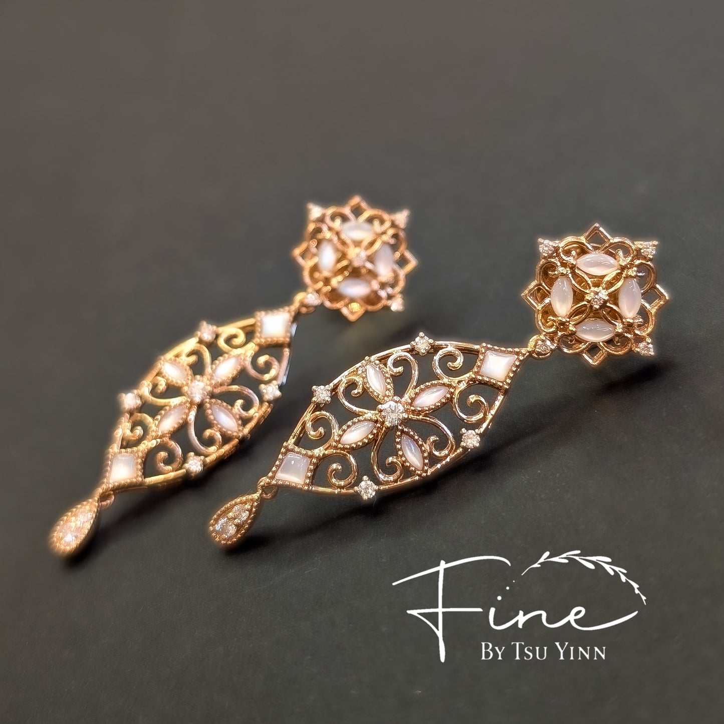 FBTY Leila - Mother of Pearl and Diamond Earrings