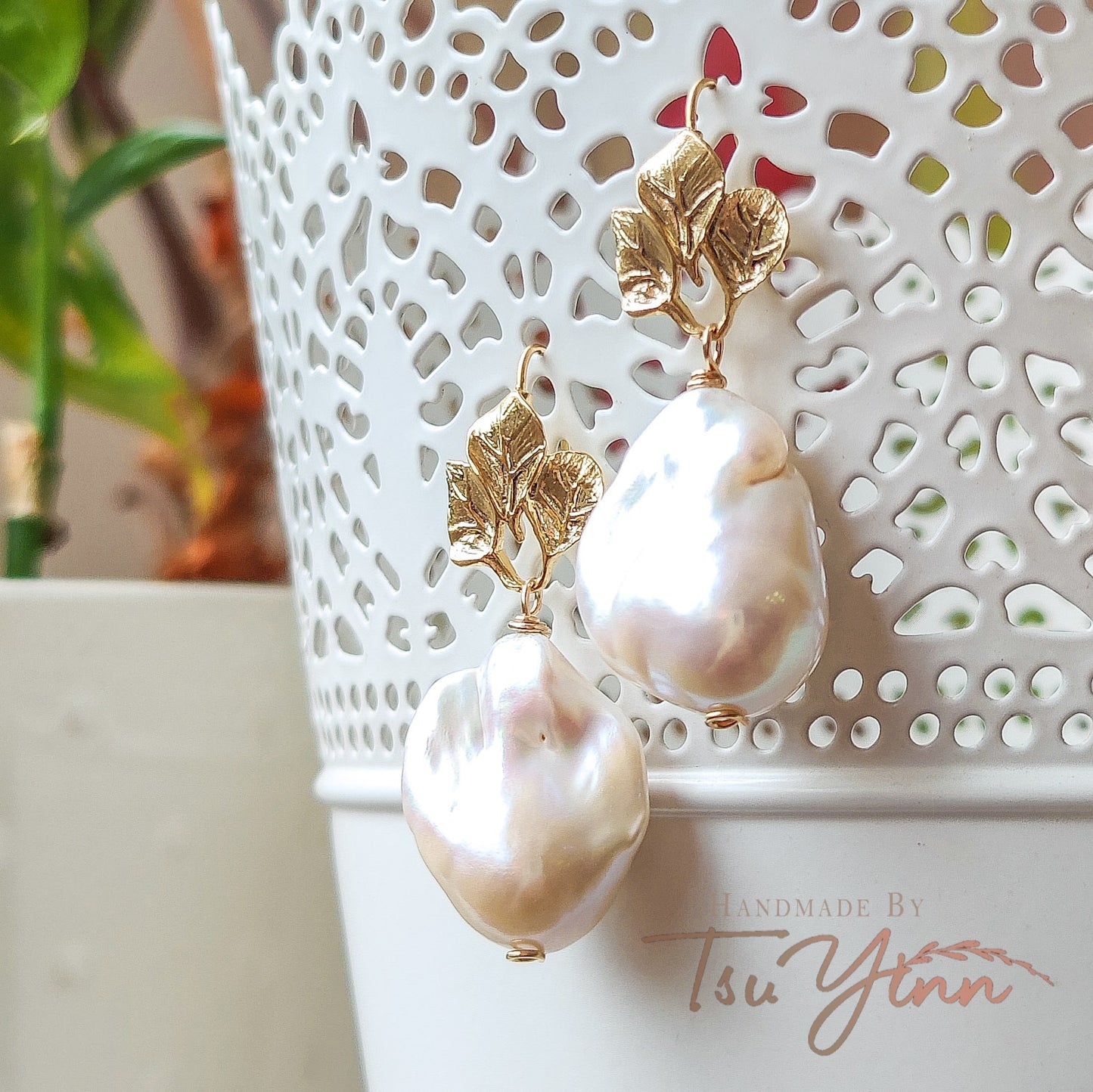 Jessica White Baroque Pearl Earrings