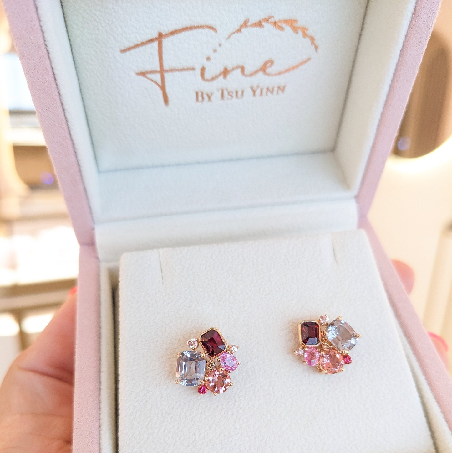 FBTY Cluster Earrings with Unheated Rubies