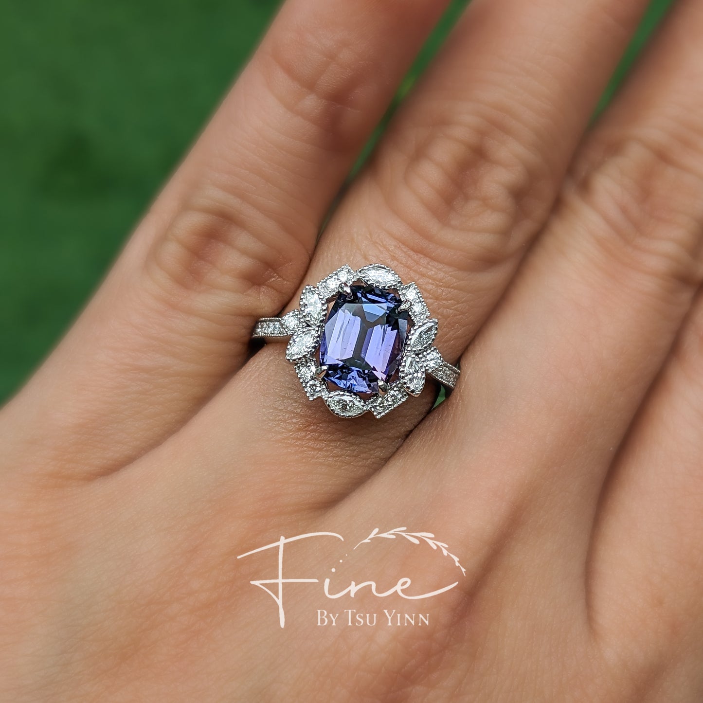 WG FBTY Camille Halo Unheated Tanzanite Ring